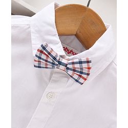 Babyhug Half Sleeves Cotton Solid Shirt with Bow - White