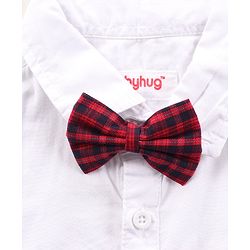Babyhug Half Sleeves Cotton Solid Shirt with Bow - White