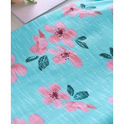 Babyhug Cap Sleeves 100% Cotton Jumpsuit Floral Print - Turquoise