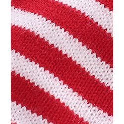 Babyhug Footed Knit Striped Leggings- Red