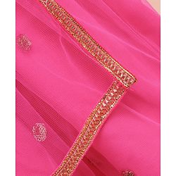 Babyhug Sleeveless Choli & Lehenga With Dupatta Embroidered  - Fuschia