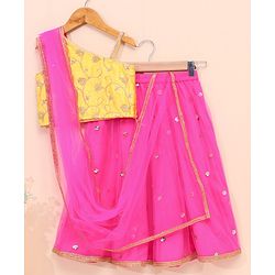 Babyhug Sleeveless Choli & Lehenga With Dupatta Embroidered  - Fuschia