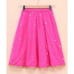Babyhug Sleeveless Choli & Lehenga With Dupatta Embroidered  - Fuschia