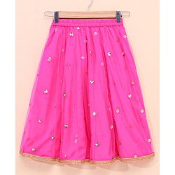 Babyhug Sleeveless Choli & Lehenga With Dupatta Embroidered  - Fuschia