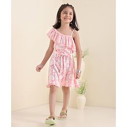Babhyhug Cotton Woven Sleeveless Floral Printed Ethnic Dress - Pink