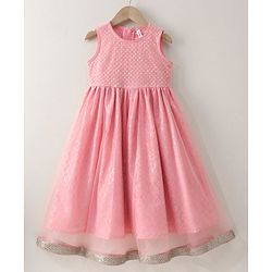 Babyhug Sleeveless Printed Ethnic Dress- Pink