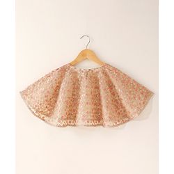 Babyhug Sleeveless Solid Color Dress With Embroidered Poncho - Beige Pink