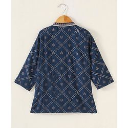 Babyhug Cotton Woven Full Sleeves Kurta & Pajama Set Ethnic Print - Indigo