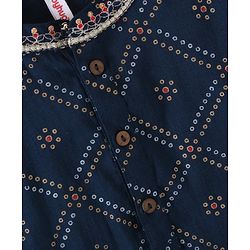Babyhug Cotton Woven Full Sleeves Kurta & Pajama Set Ethnic Print - Indigo