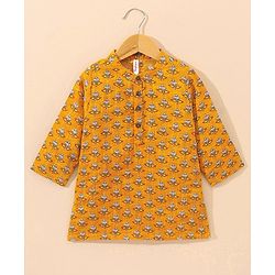 Babyhug Full Sleeves Kurta & Pyjama Set Printed- Yellow