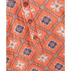 Babyhug Cotton Woven Full Sleeves Kurta & Dhoti Set Ethnic Print - Peach