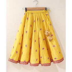 Babyhug Sleeveless Printed Choli Lehenga & Dupatta Set - Yellow