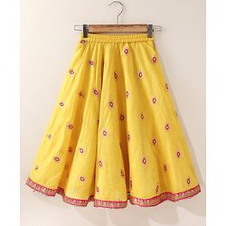 Babyhug Sleeveless Printed Choli Lehenga & Dupatta Set - Yellow