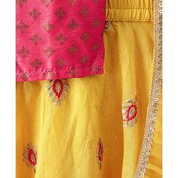 Babyhug Sleeveless Printed Choli Lehenga & Dupatta Set - Yellow