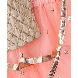 Babyhug One Shoulder Choli & Glitter Printed Lehenga With Dupatta - Peach