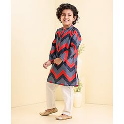 Babyhug Full Sleeves Printed Kurta Pyjama Set- Multicolor