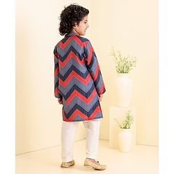 Babyhug Full Sleeves Printed Kurta Pyjama Set- Multicolor