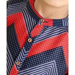 Babyhug Full Sleeves Printed Kurta Pyjama Set- Multicolor
