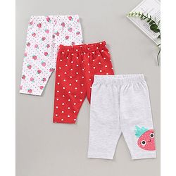 Babyhug Three Fourth Length Lycra Printed Leggings Pack Of 3 - Multicolor