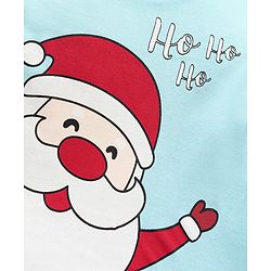 Babyhug Full Sleeves Nightwear Pyjama Set Santa Clause Print - Blue