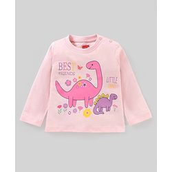 Babyhug 100% Cotton Full Sleeves Night Suit Dino Print - Pink