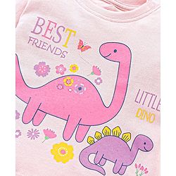 Babyhug 100% Cotton Full Sleeves Night Suit Dino Print - Pink