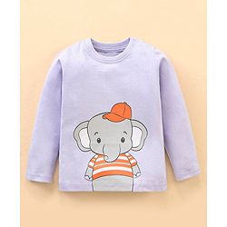 Babyhug Full Sleeves Nightwear Pyjama Set Elephant Print - Purple Blue