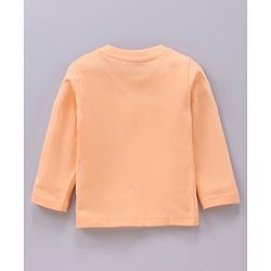 Babyhug Cotton Knit Full Sleeves Elephant Print & Striped Night Suit - Orange