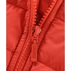 Babyhug Full Sleeves Quilted Hooded Jacket Solid- Orange