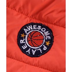 Babyhug Full Sleeves Quilted Hooded Jacket Solid- Orange