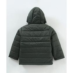 Babyhug Full Sleeves Hooded Solid Winter Jacket - Olive