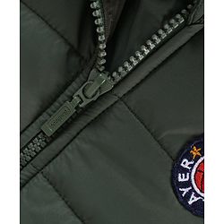 Babyhug Full Sleeves Hooded Solid Winter Jacket - Olive