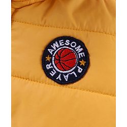 Babyhug Woven Full Sleeves Winter Jacket Solid - Yellow