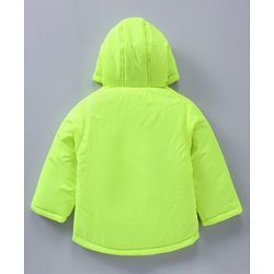 Babyhug Woven Full Sleeves Winter Jacket Solid - Lime