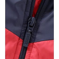 Babyhug Full Sleeves Color Block Detachable Hood Winter Jacket - Red Navy Blue White