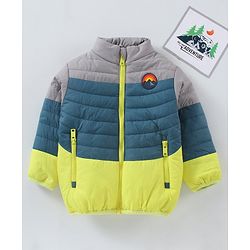 Babyhug Full Sleeves Quilted Jacket Colour Block Pattern - Multicolour