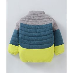 Babyhug Full Sleeves Quilted Jacket Colour Block Pattern - Multicolour
