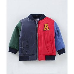 Babyhug Full Sleeves Color Block Bomber Jacket - Multicolor