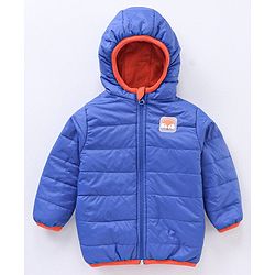 Babyhug Nylon Elastane Full Sleeves Hooded Reversible Jacket - Orange and Blue