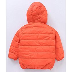 Babyhug Nylon Elastane Full Sleeves Hooded Reversible Jacket - Orange and Blue