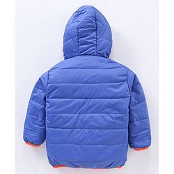 Babyhug Nylon Elastane Full Sleeves Hooded Reversible Jacket - Orange and Blue