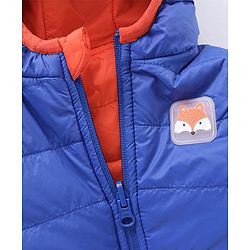 Babyhug Nylon Elastane Full Sleeves Hooded Reversible Jacket - Orange and Blue