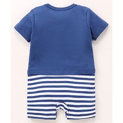 Babyhug 100% Cotton Short Sleeves Romper Teddy Print - Blue