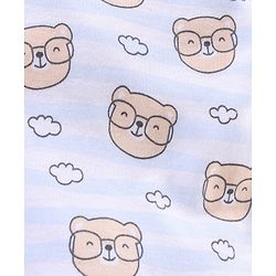 Babyhug 100% Cotton Half Sleeves Rompers Bear Face Print- Blue