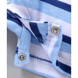 Babyhug 100% Cotton Half Sleeves Romper Bear Face Print - Blue