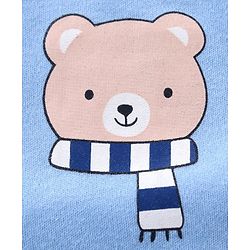 Babyhug 100% Cotton Half Sleeves Romper Bear Face Print - Blue
