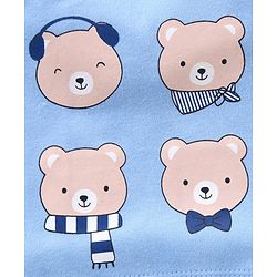 Babyhug 100% Cotton Half Sleeves Romper Bear Face Print - Blue