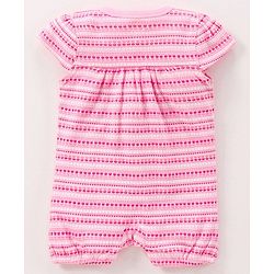 Babyhug Cotton Knit Half Sleeves Flower Print Romper- Pink