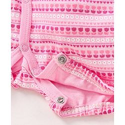 Babyhug Cotton Knit Half Sleeves Flower Print Romper- Pink