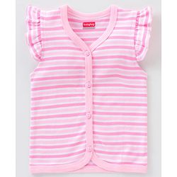 Babyhug 100% Cotton Half Sleeves Striped & Cat Printed Vest Pack Of 3 - Multicolour